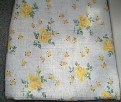 Vintage Closed Feed Sack Feedbag Quilt Fabric Yellow Roses Floral