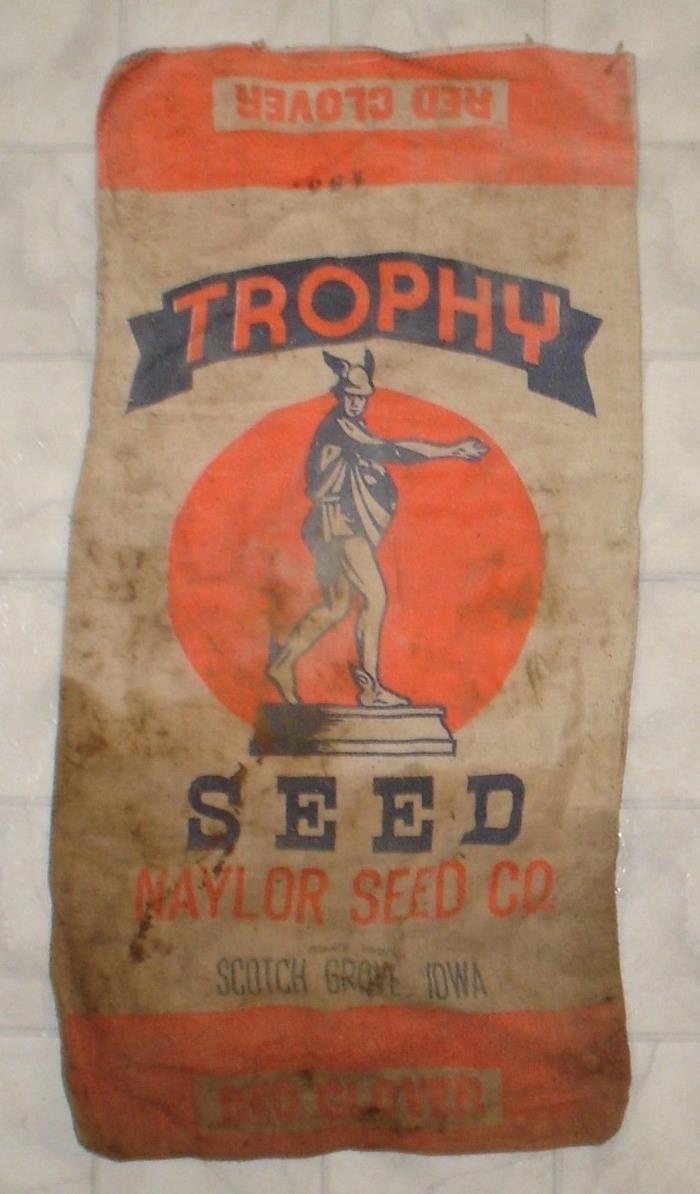 Vintage Trophy Seed Naylor Seed Co. Canvas Sack / Bag Scotch Grove, Iowa