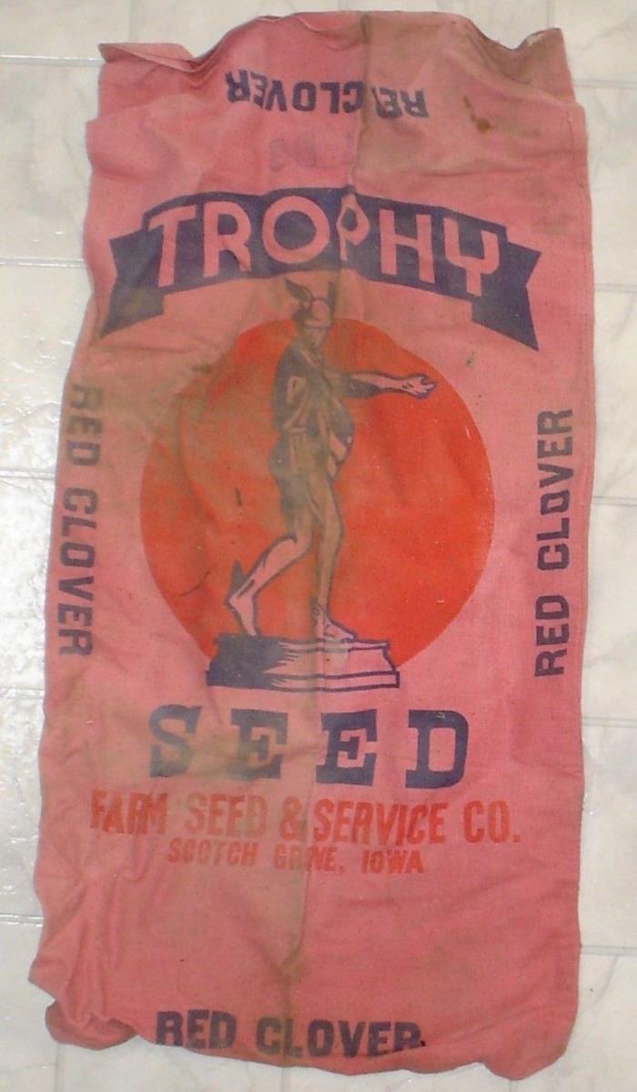 Vintage Trophy Seed Farm Seed & Service Co. Canvas Sack / Bag Scotch Grove, Iowa