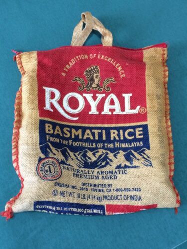 Royal Basmati Rice Burlap 10LB Bag With Zipper And Handles