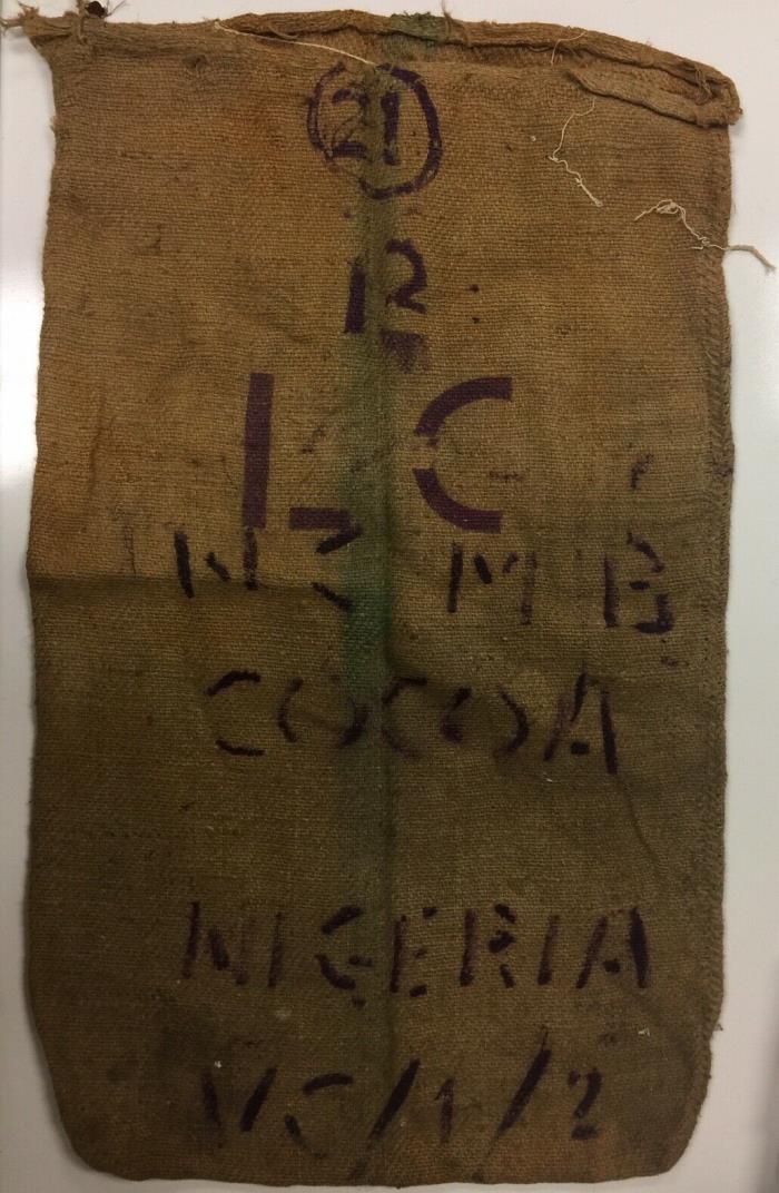 VINTAGE NIGERIAN COCOA BURLAP SACKS  43 X 24