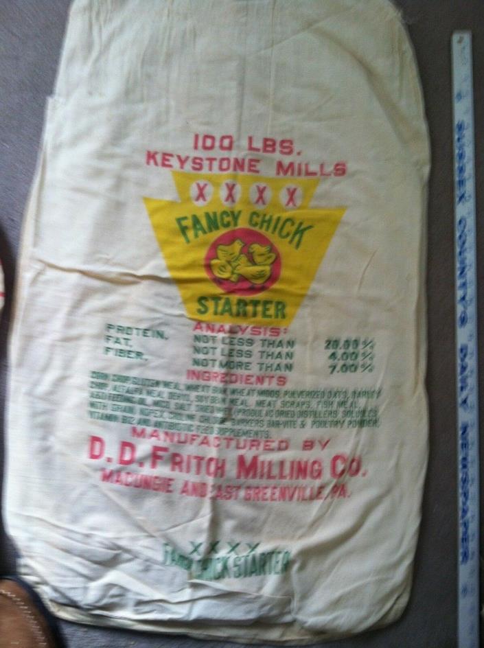 VINTAGE KEYSTONE MILLS MACUNGIE EAST GREENVILLE PA CHICKEN FEED SACK 22x40