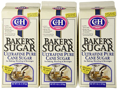 C & H Baker`s Sugar Ultra-Fine Pure Cane Sugar 4 lbs. Pack of 3