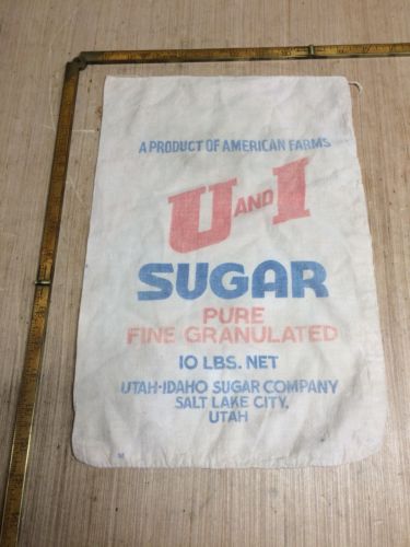Vintage U and I Sugar Bag 10 lbs Utah Idaho Salt Lake City Bag Advertising Cloth