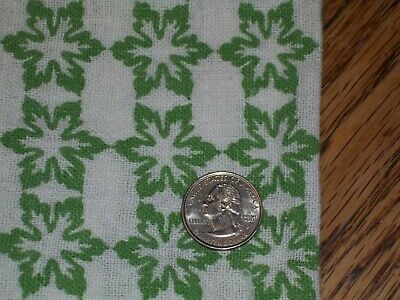 Vintage Feedsack Feed Bag Quilt Fabric Bright Green Snowflakes?? Star??  37 X 47