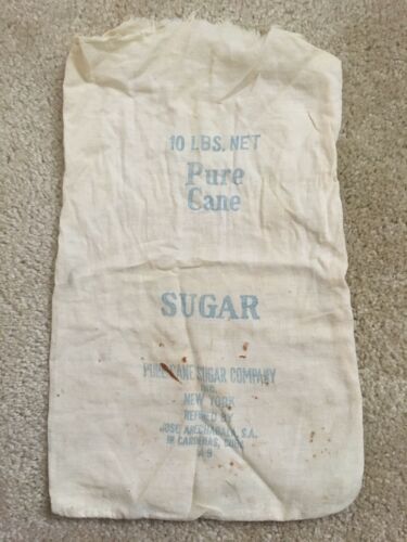 Vintage PURE CANE SUGAR CO 10lb Cloth Sack Bag