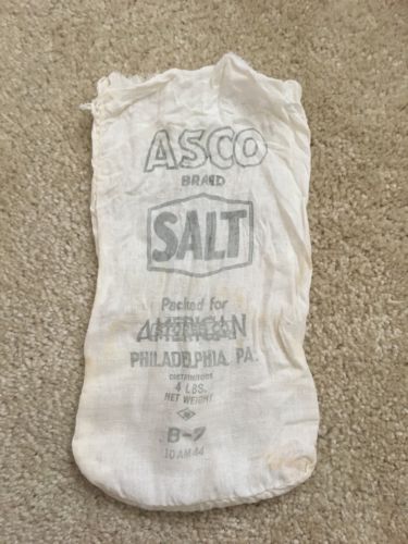 Vintage ASCO SALT AMERICAN STORES CO 4lb Cloth Sack Bag