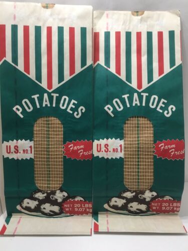 Lot Of 2 Vintage US No.1 Potato Bags MASSACHUSETTS Potato Bag 20lb