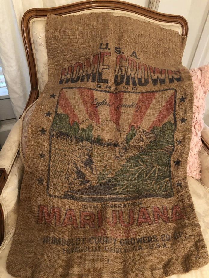 BURLAP BAG home grown marijuana sack Sign USA