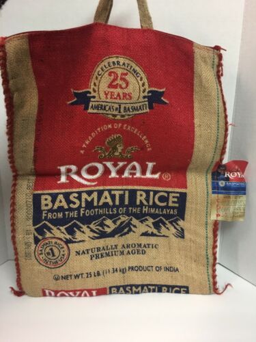 Vintage Royal White Basmati Rice 20 Pound Bag Empty Tote bags- 6 Pack