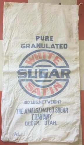 White Satin Sugar Cloth Sack 100 Lbs- Ogden, Utah