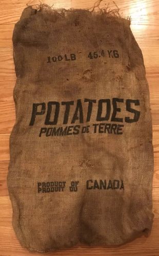 Vintage Potato Burlap Sack Bag 100lb Pommes De Terre Product In Canada 37”