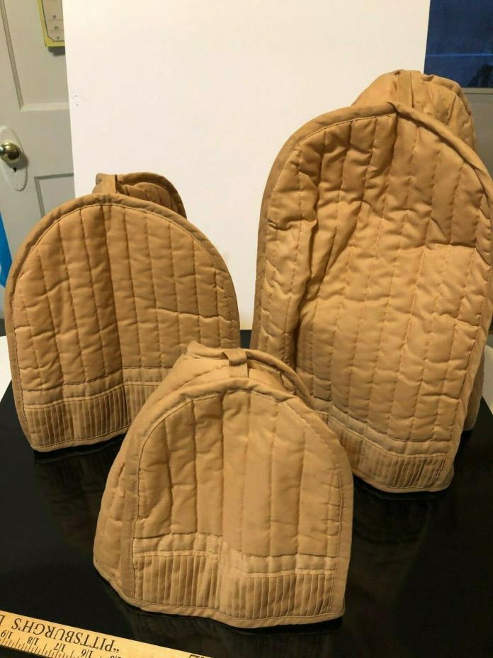 Vintage TAN Quilted APPLIANCE COVERS (SET OF 3)  NEVER USED
