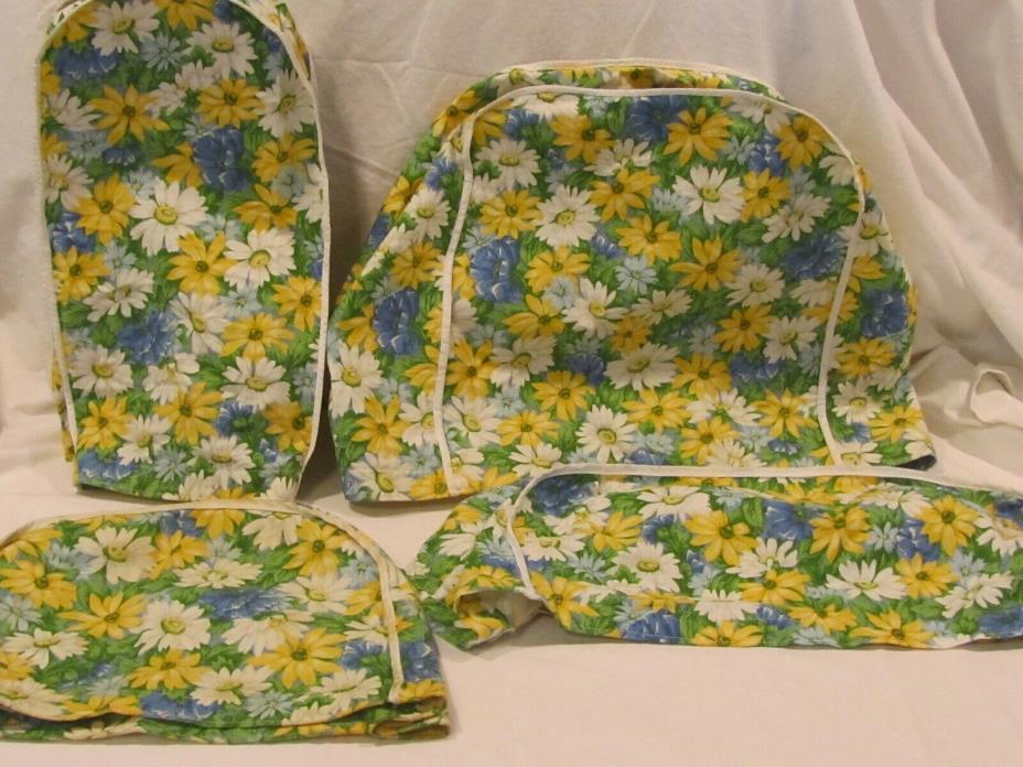 Vintage 4 pc. handmade kitchen appliance cover set, floral design