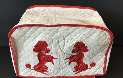 Vintage Red Poodle Dog Vinyl Toaster Cover Retro Deco Mid Century Modern Kitchen