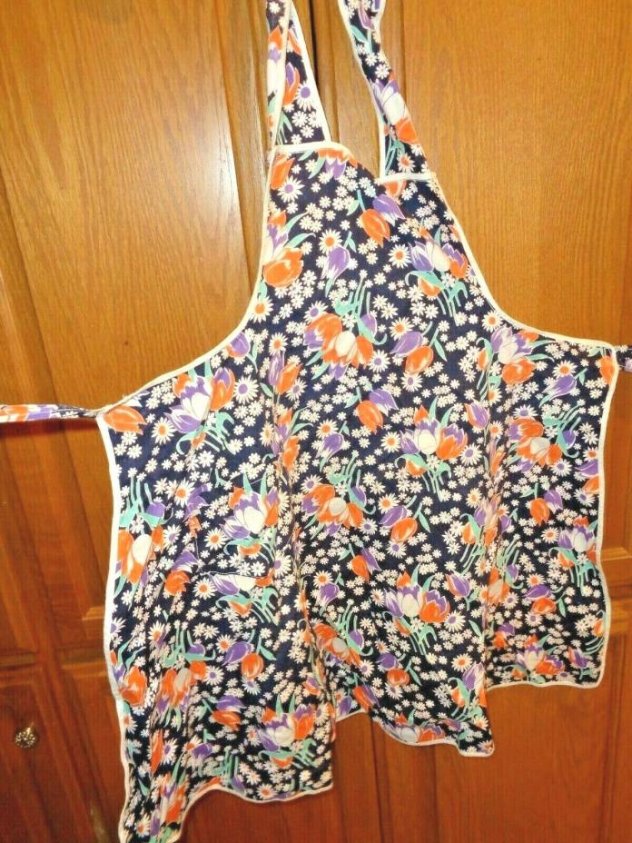 Vintage Hand Made Full Apron Pockets  TULIPS