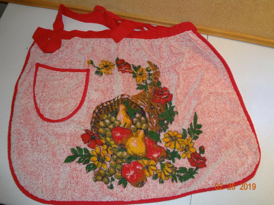 Vintage Towel Half Apron Fruit Cornucopia Design by Cannon - USA Made