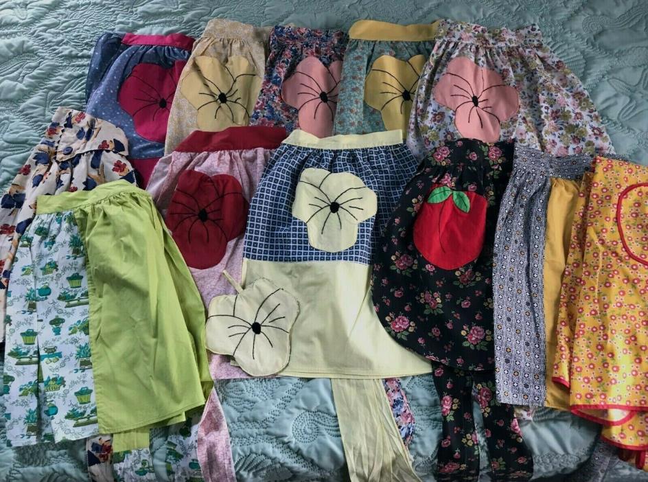 Lot of Retro Style Vintage Aprons x 12 UNUSED Lovely Colors, Childrens or Adults