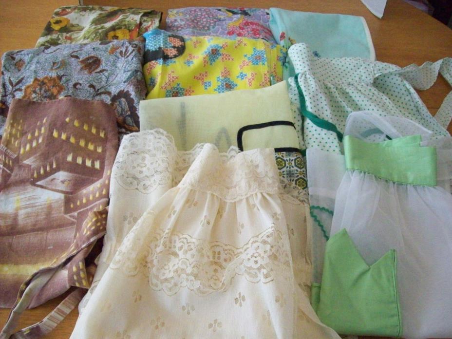 Vintage aprons apron LOT 24 PINK green RED tulips RETRO Vintage ANTIQUE Nice