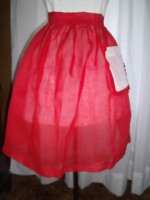 Vintage Sheer Red Half Apron 21 1/2