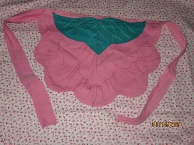 Vintage Homemade Half Apron Pink Pansy Embroidered Flower EUC