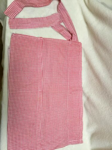 Vintage Half Apron Red and White Gingham 4 Pockets Handmade