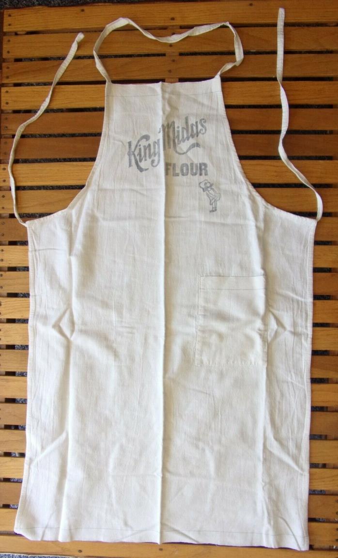 Vintage King Midas Flour Apron Butcher White Cotton
