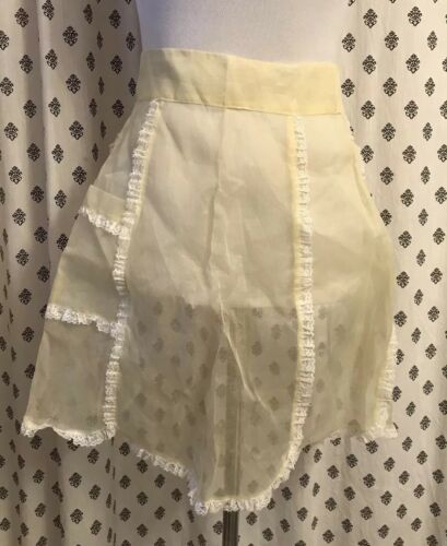 Vintage Sheer Yellow Lace Apron w/Pocket