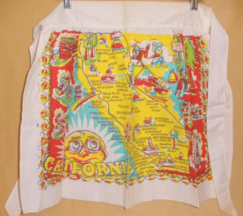 Vintage 1950's Map of California State Ladies Apron - Never Used