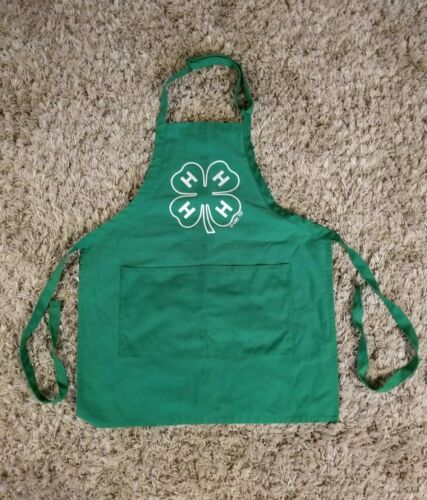 Rare Green Classic 4-H Apron Cooking Kitchen Apron Pockets Adjustable Neck
