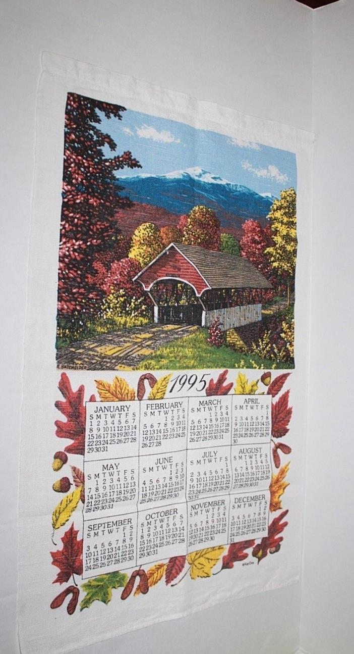 Linen Kitchen Calendar Towel 1995 Covered Bridge
