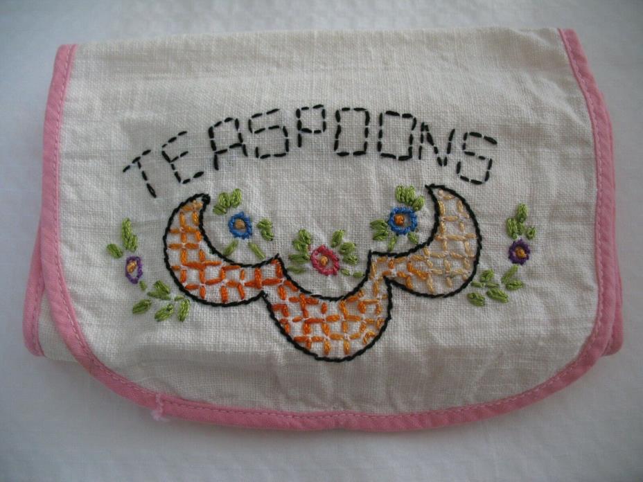 Embroidered Handmade Teaspoon Holder - Holds 12 Teaspoons