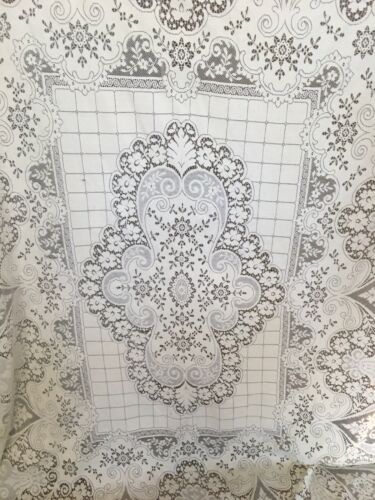 Vintage Lace Table Cloth Tablecloth Floral Rectangular 60 x 85 Off White Poly