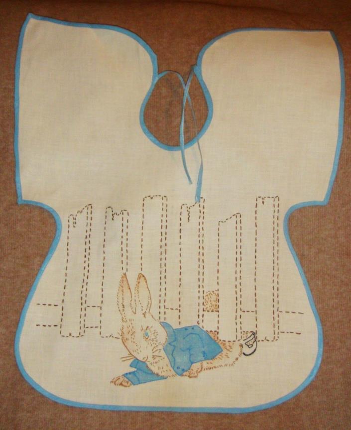 Peter Rabbit Bib Vintage Beatrix Potter Handmade Embroidered invk84