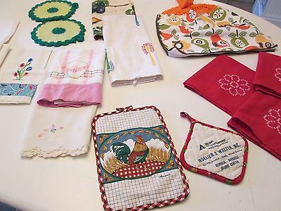 15 PCS KITCHEN LINENS RETRO  TOWELS POT HOLDERS HOT PADS NAPKINS CROCHET TOPS