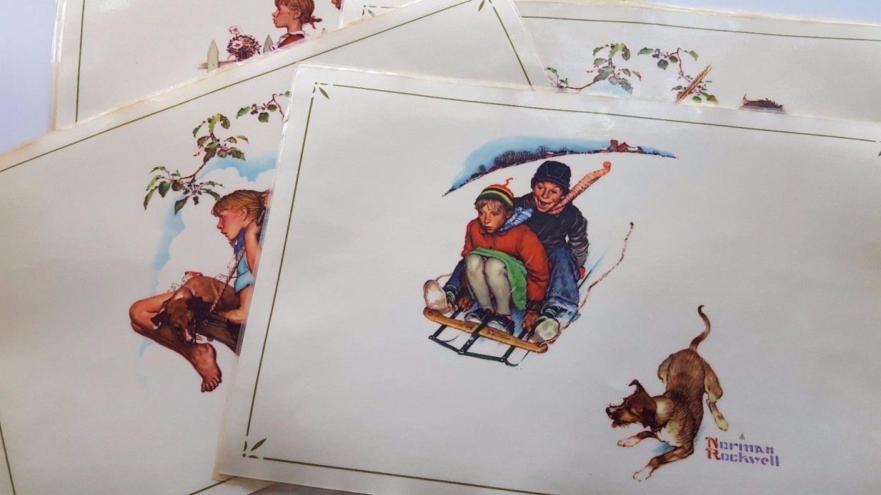 Vintage Norman Rockwell Plastic Coated Reversible Place-Mats
