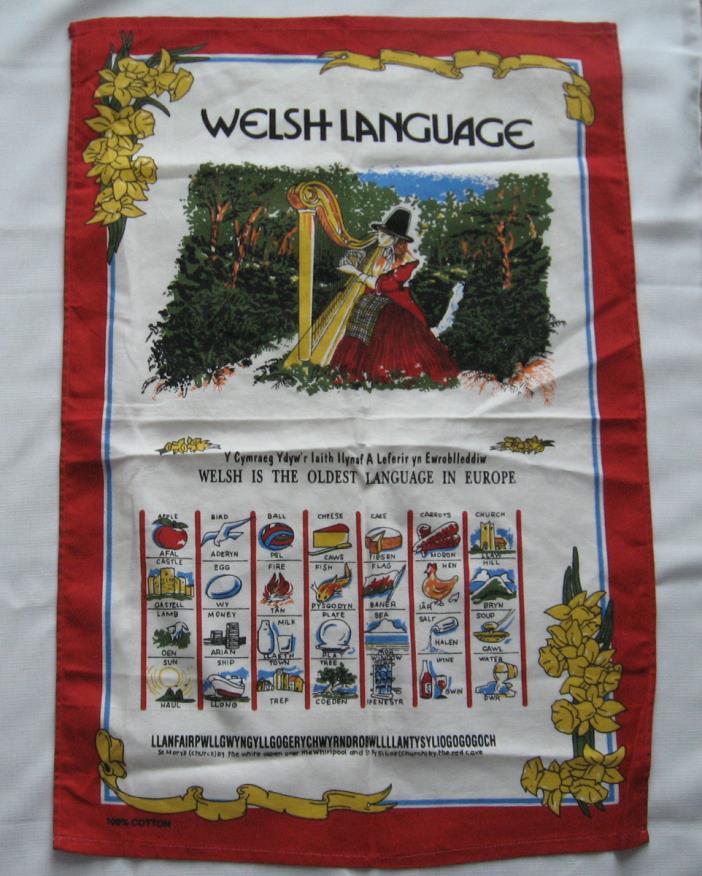 Welsh Language cotton linen towel wall hanging 30