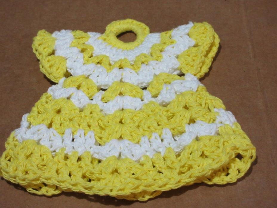 Crocheted Pot Holder -- Yellow and White