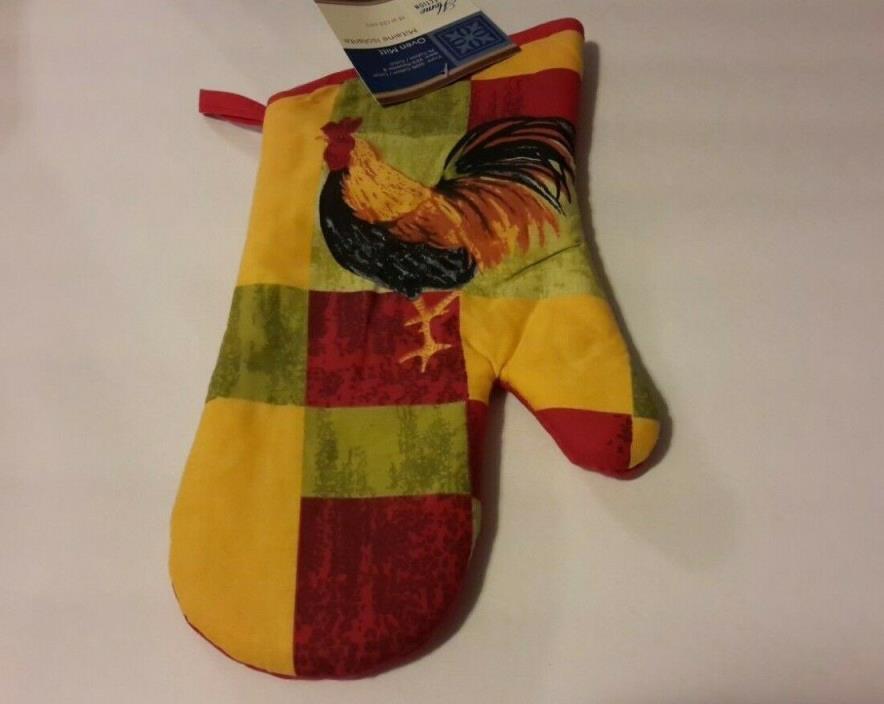 Red Green Plaid Rooster Oven Mitts Set of 2