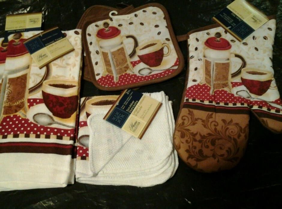 Coffee Cups Kitchen Linen Bundle of 6 pc
