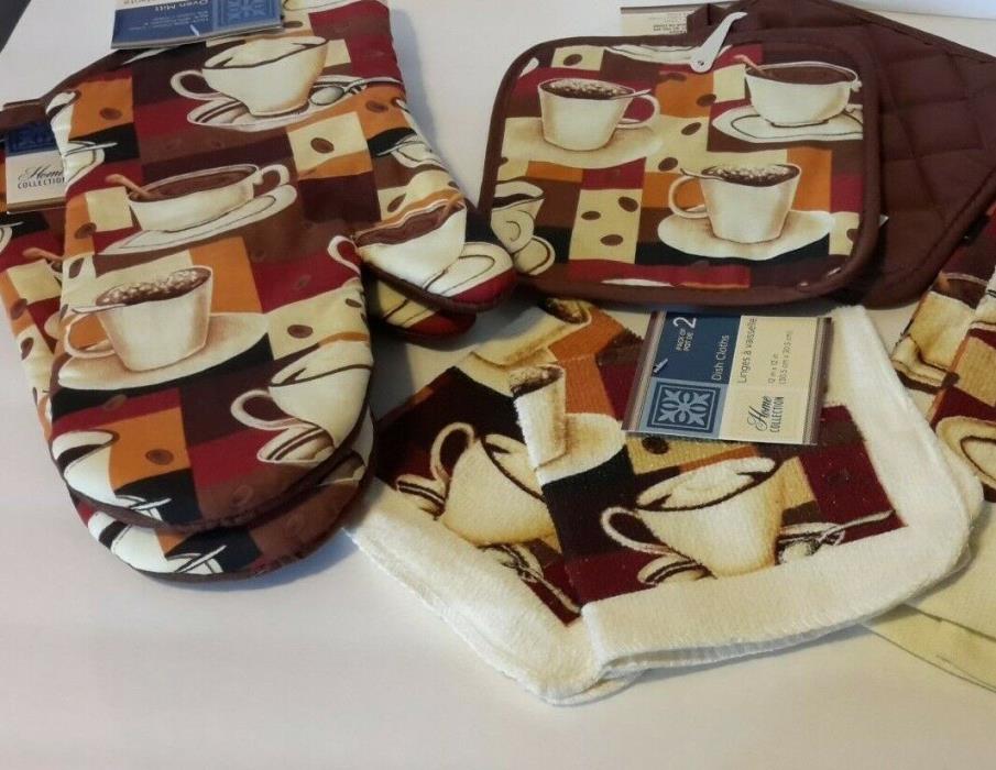 Coffee Cups Kitchen Linen Bundle of 5