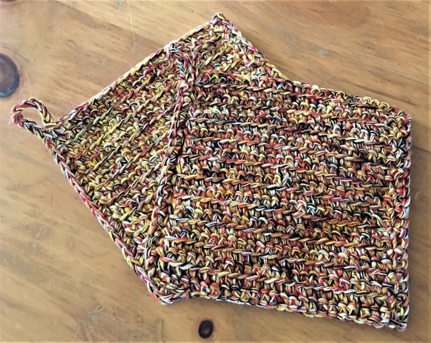 Pot Holders, Artesian Browns, Crochet Set of 2, 100% Cotton, 12 Strand