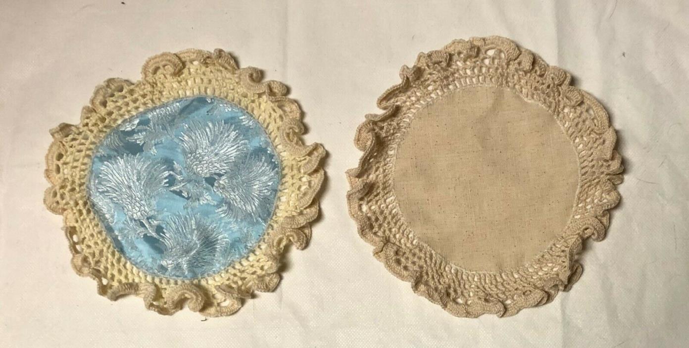 Doilies Crocheted Handcrafted 8.5 inch diameter Sky blue/cream  and Cream/cream