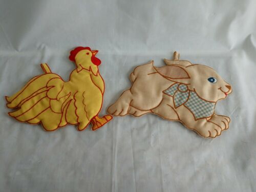 Vintage Zak Designs Pot Holders Bunny and chicken made in Philippines set of 2