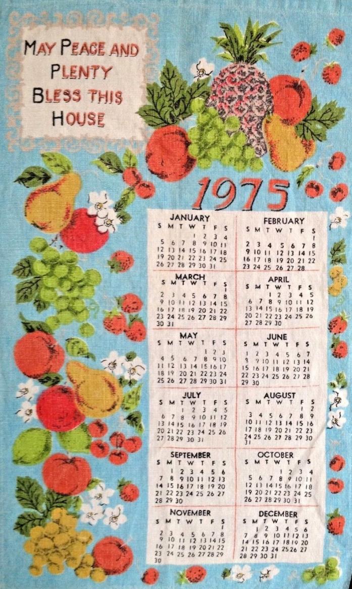 Vintage Linen 1975 12 Month Calendar Tea Towel Bless This House 15