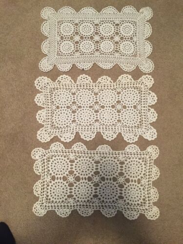 Lot of  White Crochet Doilies Placemats Rectangular 17