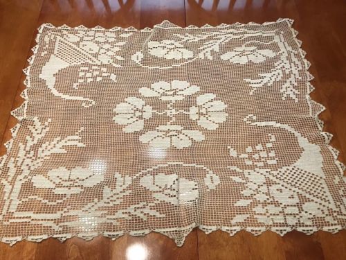 Ivory Hand Crochet Table Runner 32 x 26 inches