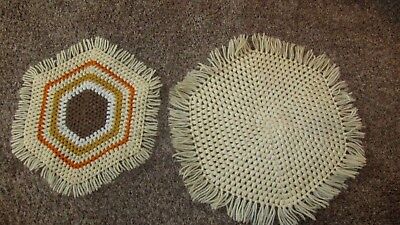 Lot 2 Vintage Crochet Centerpiece Doily Table Runner Topper