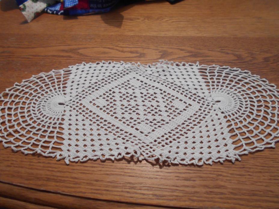 Vintage Off White Crocheted Doily 18 x 7