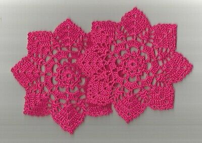 2 Crochet Doilies Small Lace Solid Hot Pink 6